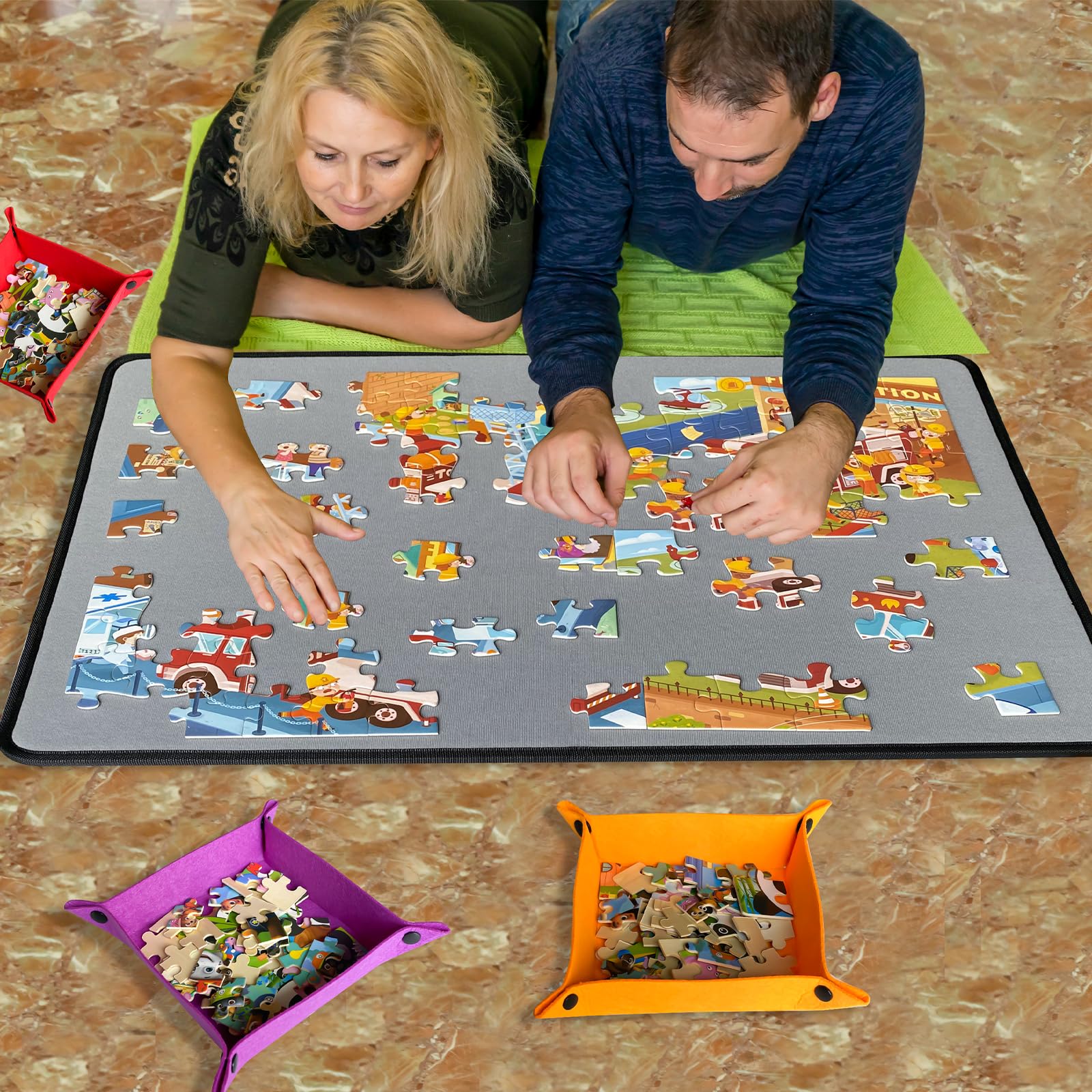 Amazon.co.jp: 折りたたみ式パズルボード パズル分類トレイ6個付き